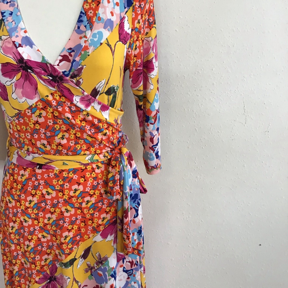 Janette Women Floral Patchwork Maxi Dress M Orange Yellow - Picture 8 of 14